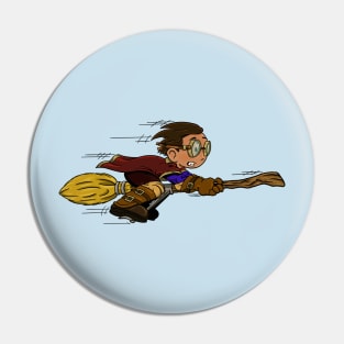 Boy on Broom Pin