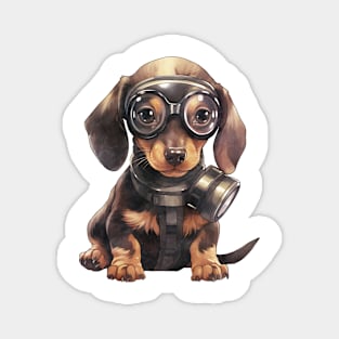 Dachshund Dog Wearing Gas Mask Magnet