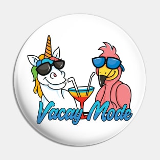 Vacay Mode Funny Cartoon Celebration Pin