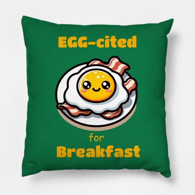 Bacon and Eggs for Breakfast Pillow by MunMun