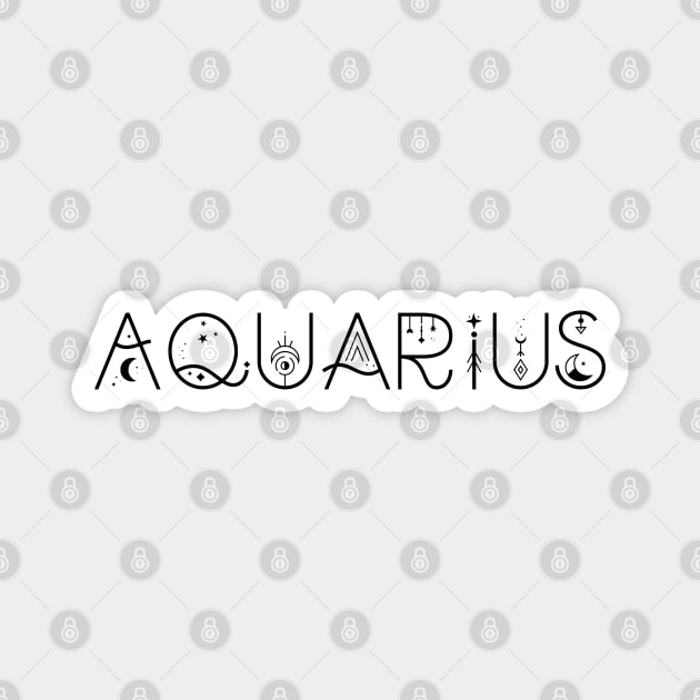 Aquarius celestial typography Magnet by lilacleopardco