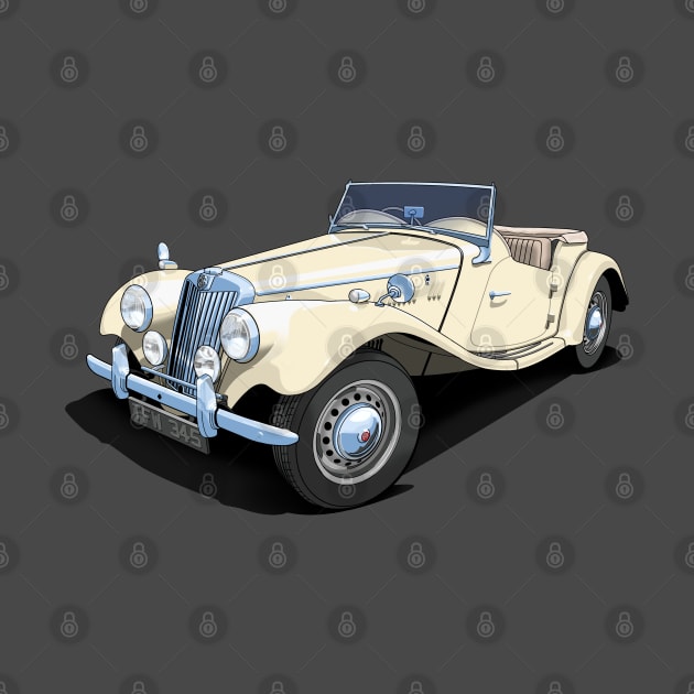 1954 MG TF sports car in ivory by candcretro