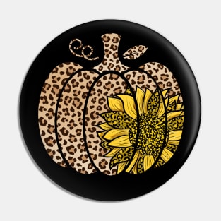 leopard sunflower pumpkin t shirt- leopard sunflower  t shirt - pumpkin leopard  t shirt - Leopard Print Pumpkin - Leopard Print Pumpkin- Halloween  t shirt Pin