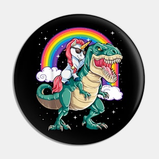 Unicorn Riding T-Rex Dinosaur Pin