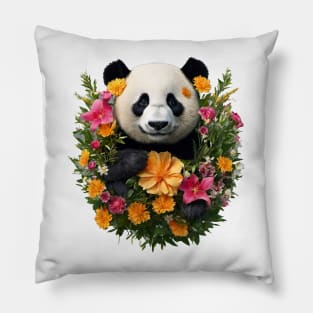 Panda cub in the flowers Pillow