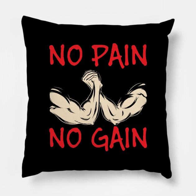 No pain no gain - Crazy gains - Nothing beats the feeling of power that weightlifting, powerlifting and strength training it gives us! A beautiful vintage design representing body positivity! Pillow by Crazy Collective