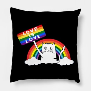 LGBT Cat Love Is Love Purride Gay Pride Cat Pillow