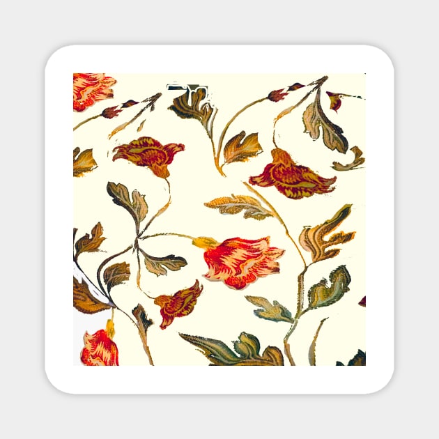 floral pattern on cream Magnet by bywhacky