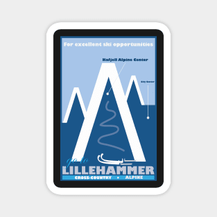 Lillehammer,Norway, Ski Travel Poster Magnet