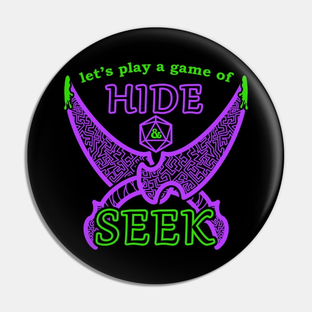 Hide and Seek Rogue Thief Class Poison Daggers Funny Dungeon Tabletop RPG Pin by GraviTeeGraphics