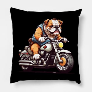 Bulldog Motorcycle Lover Design Pillow