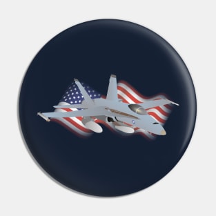American F-18 Jet Fighter with American Flag Pin