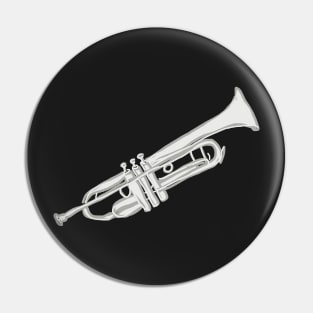 Silver Trumpet Jazz Brass Band Horn Pin