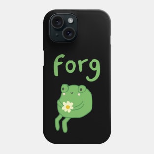 Cute Forg Frog : Sitting, Thinking, Holding a Beautiful Flower in Hand Phone Case