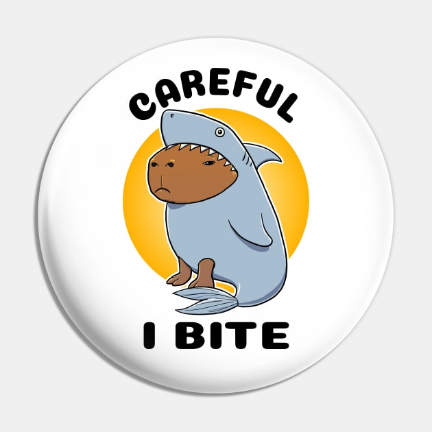 Careful I bite Capybara Shark Pin by capydays