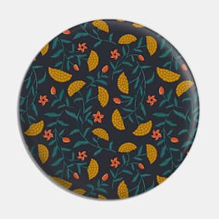 Summer Florals Marigold Pattern - Yellow and Black Pin