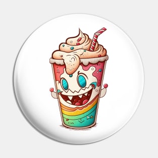 Trippy cartoon milkshake Pin