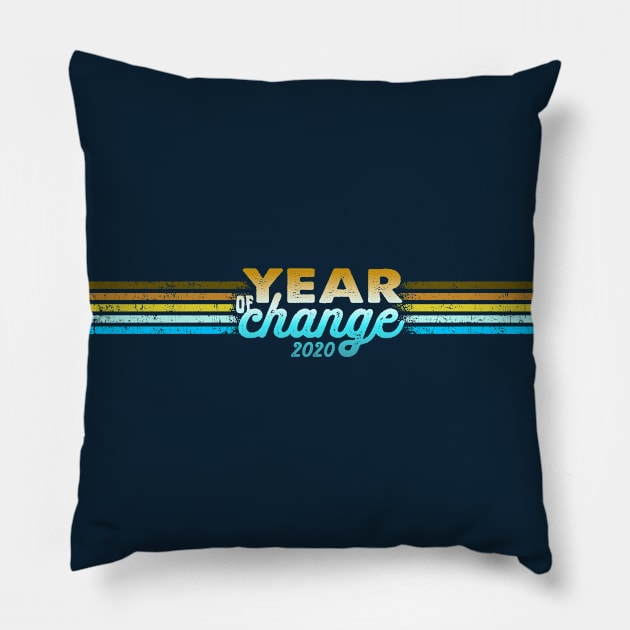 2020 Year of Change - Retro Stripes Chrome Pillow by Jitterfly