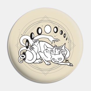 Spooky Cute Three Headed Cat With Moon Phases Pin