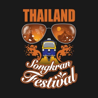 Thailand Songkran festival summer in Bangkok sunrise with tuk-tuk taxi T-Shirt