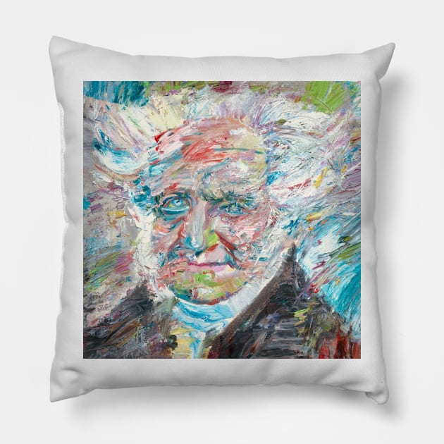 ARTHUR SCHOPENHAUER oil portrait Pillow by lautir