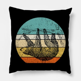 vintage retro sloth Pillow