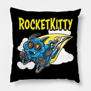 Rocket Kitty rocketing throught the sky Pillow