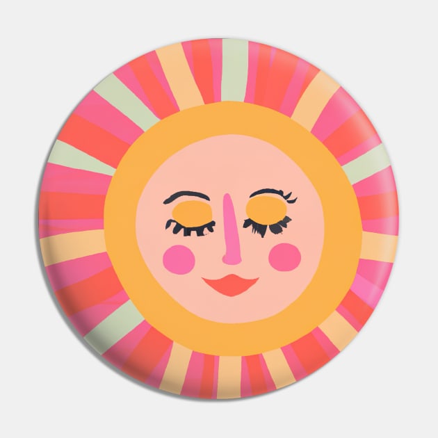 Minimalist Sun Face Pin by maxcode