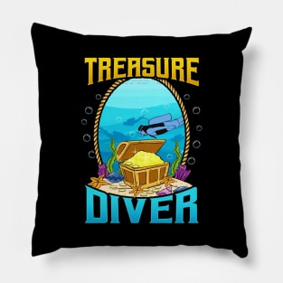 Awesome Scuba Diving Treasure Diver Pillow