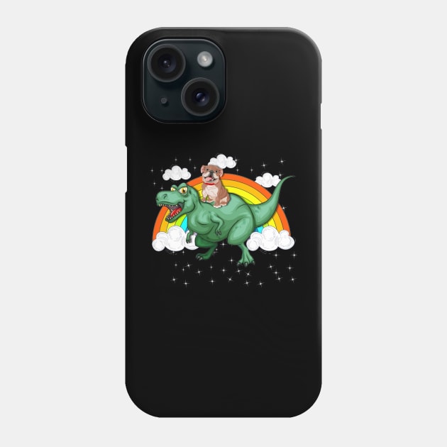 T Rex Dinosaur Riding Bulldog Dog Phone Case by LaurieAndrew