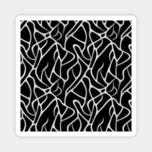 Monochrome Elegance: White Abstract Lines on Black Magnet