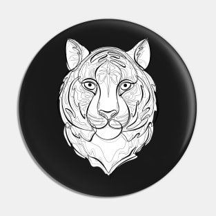 Continuous Line Tiger Portrait. 2022 New Year Symbol by Chinese Horoscope Pin