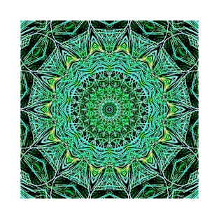 Mandala Kaleidoscope in Shades of Green and Brown T-Shirt