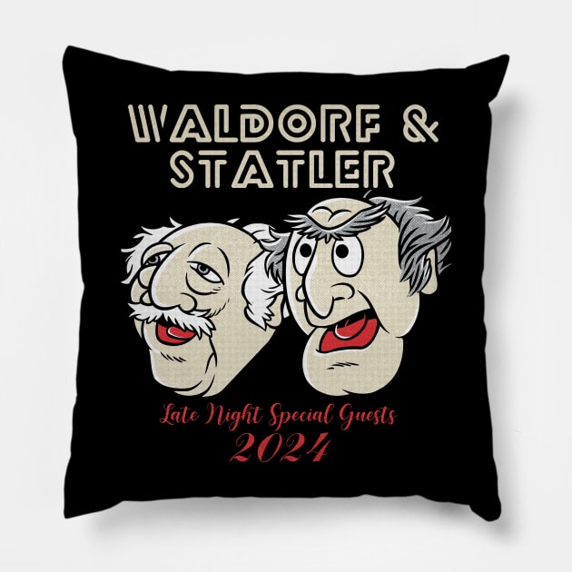 Statler and Waldorf late night special guest 2024 Pillow by JigongNumpuk