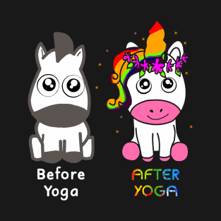 Cute Before And After Yoga Unicorn - Cute Unicorn Yoga Gift T-Shirt