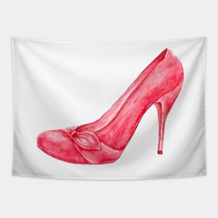 Red high heel shoe. watercolor Tapestry