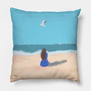 Girl with Beach Pillow