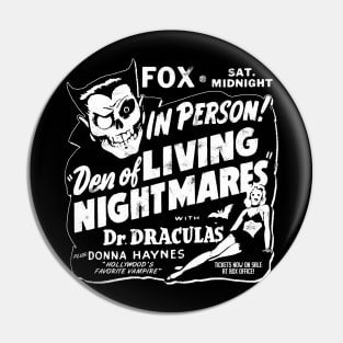 Den of Living Nightmares spook show Pin