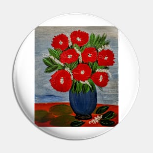 red poppies mixed with white flowers In a blue vase Pin