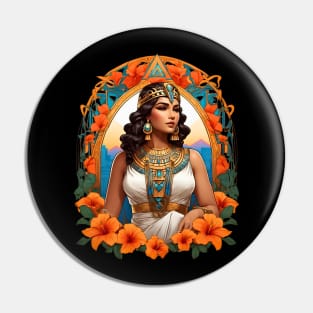 Cleopatra Queen of Egypt retro vintage floral design Pin