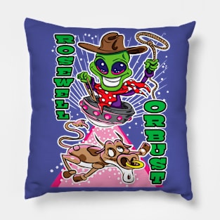 Rosewell Or Bust Alien Abduction Cow Pillow