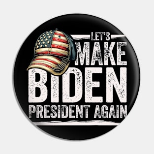 Make Biden President Again - Patriotic American Flag Cap Pin