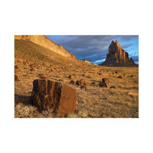 Shiprock The Basalt Core Of An Extinct Volcano Tuff Breccia Ejected Boulders In Foreground T-Shirt