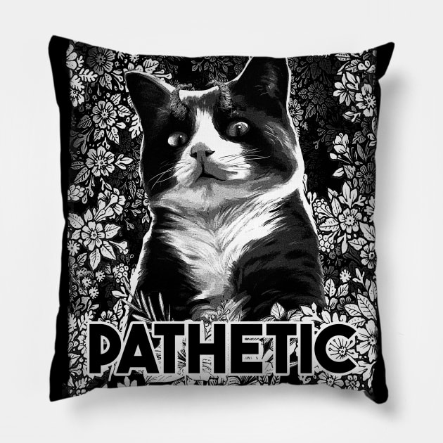 PATHETIC - Funny gothic demon cat Pillow by GothicDesigns