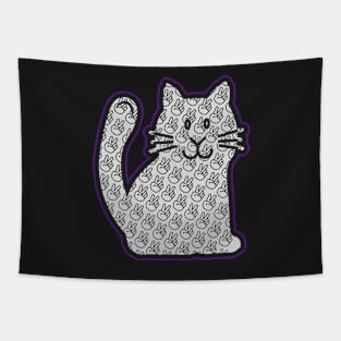 PEACE CAT STICKER | PURPLE AND GRAY Tapestry