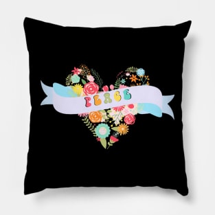 Peace Floral Heart Pillow