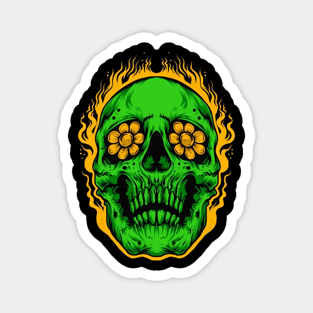 Green skull Magnet by Blunts