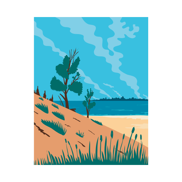 Indiana Dunes National Park  in Northwestern Indiana United States WPA Poster Art Color by retrovectors