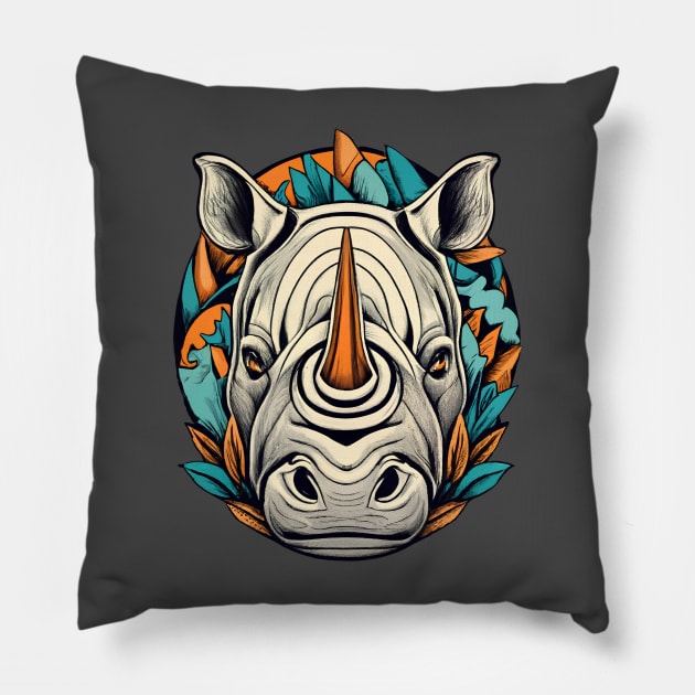 Colorful Rhino Pillow by Dürer Design