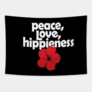 Peace  Love Hippeness Red Hibiscus Tapestry